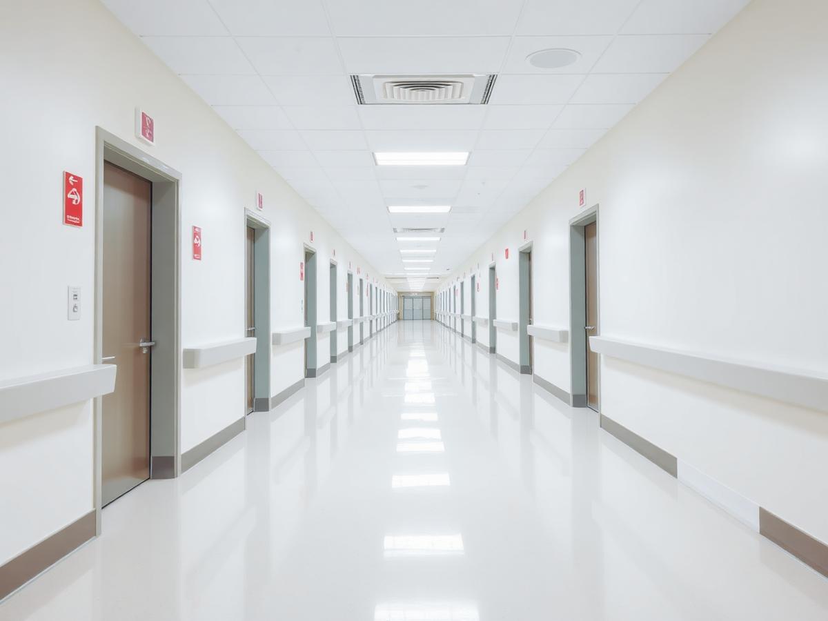 Spotless corridor in a newly constructed medical building