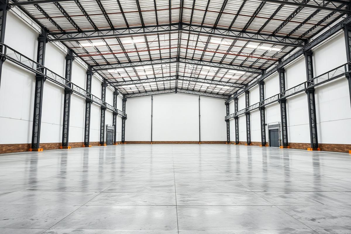 Completed warehouse floor after construction cleaning
